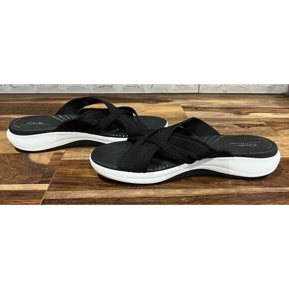 Clarks Cloudsteppers Black Mira Isle Slide On Sandals Size 8.5 Wide - Picture 2 of 6